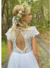 Lace Tulle Keyhole Back Ankle Length Flower Girl Dress